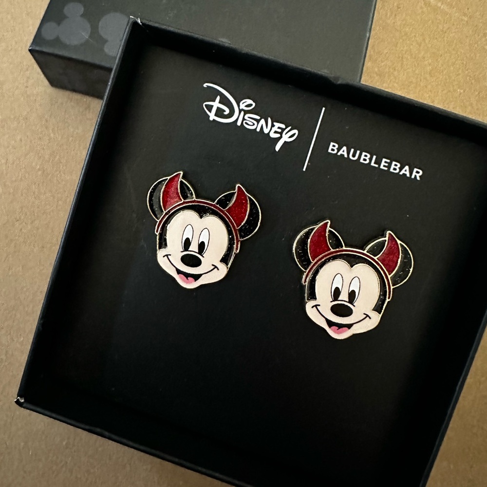 Disney x Baublebar Mickey Mouse Devil Horn Halloween earrngs- NWT